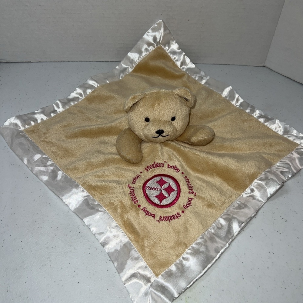 Pittsburgh Steelers Baby Fanatic Security Bear Blanket Lovey Plush Satin Trim